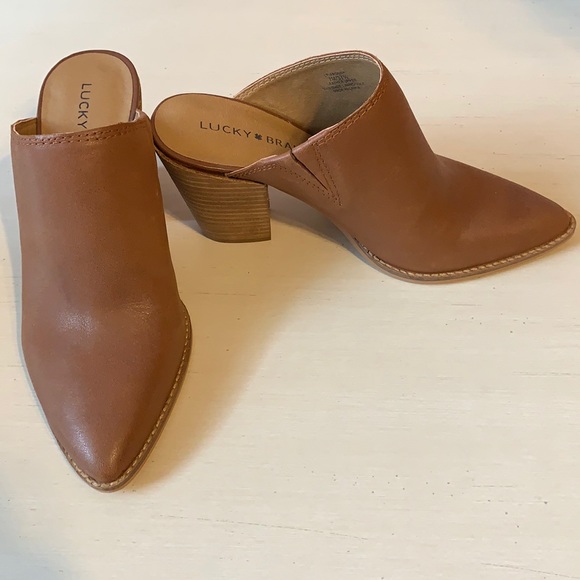 Lucky Brand Shoes - Lucky Brand Cognac Mules w Heel